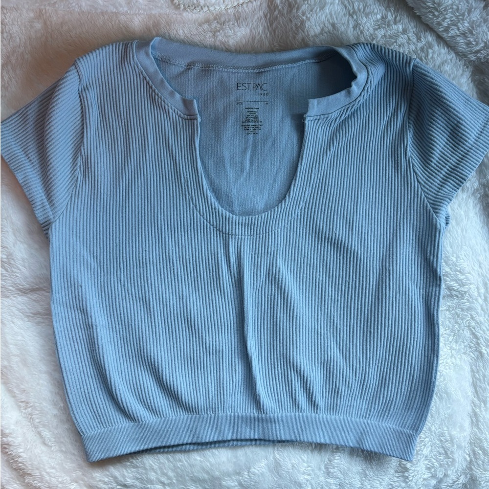 PacSun Light Blue Ribbed Crop Top
